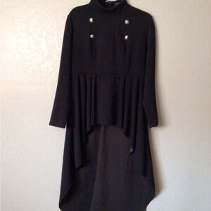 SHEIN Black Long Sleeve High-Low Dress